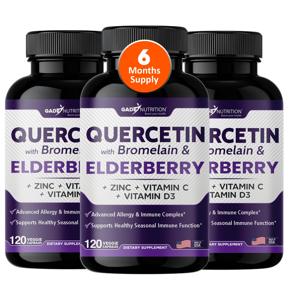 Gade Nutrition Quercetin bottle label showing daily immune support blend.