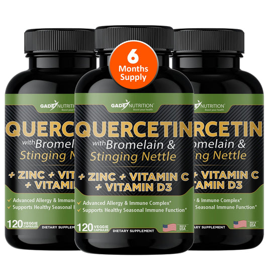 GADE NUTRITION Quercetin bottle label highlighting immune-support blend