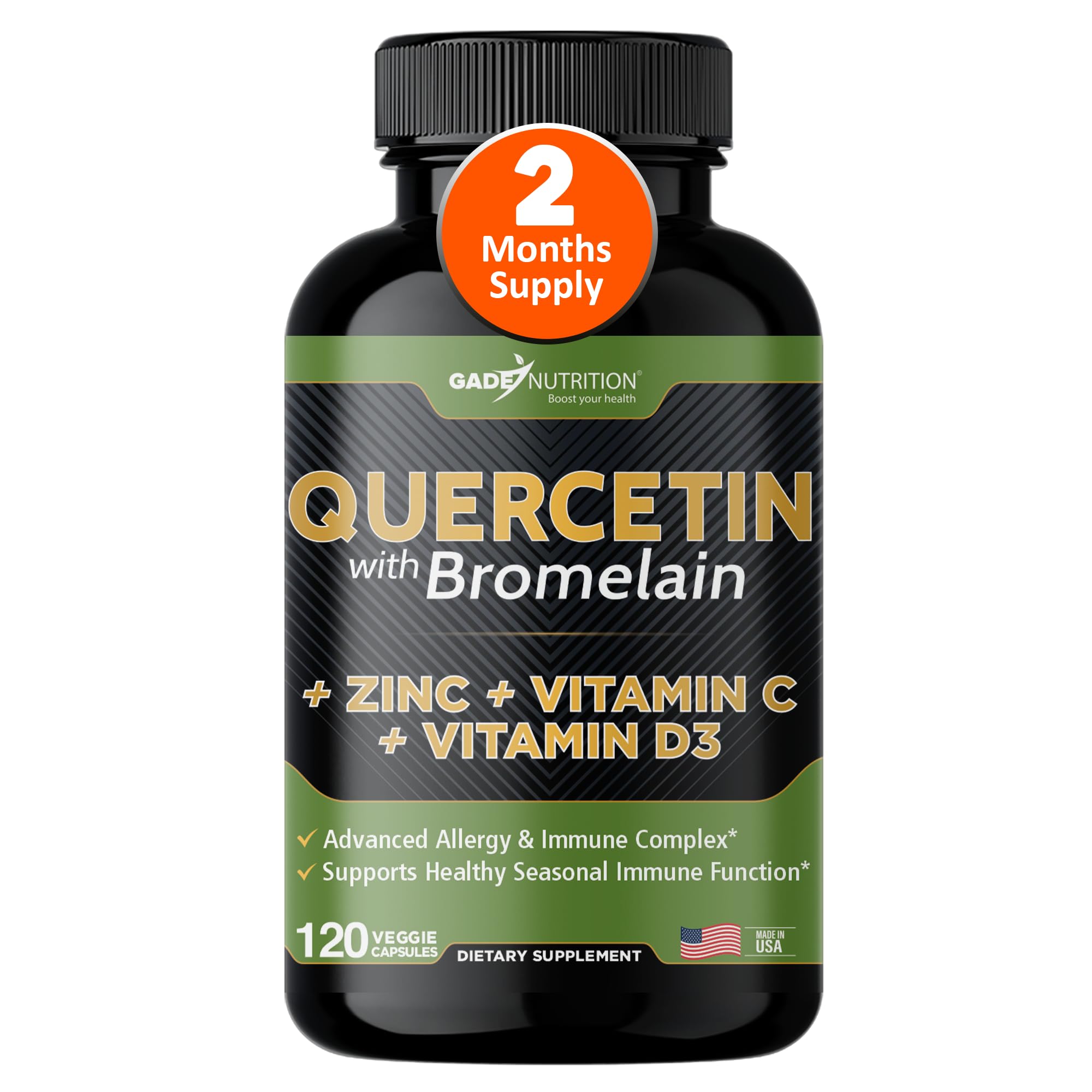 Gade Nutrition Quercetin bottle may support daily immune wellness.