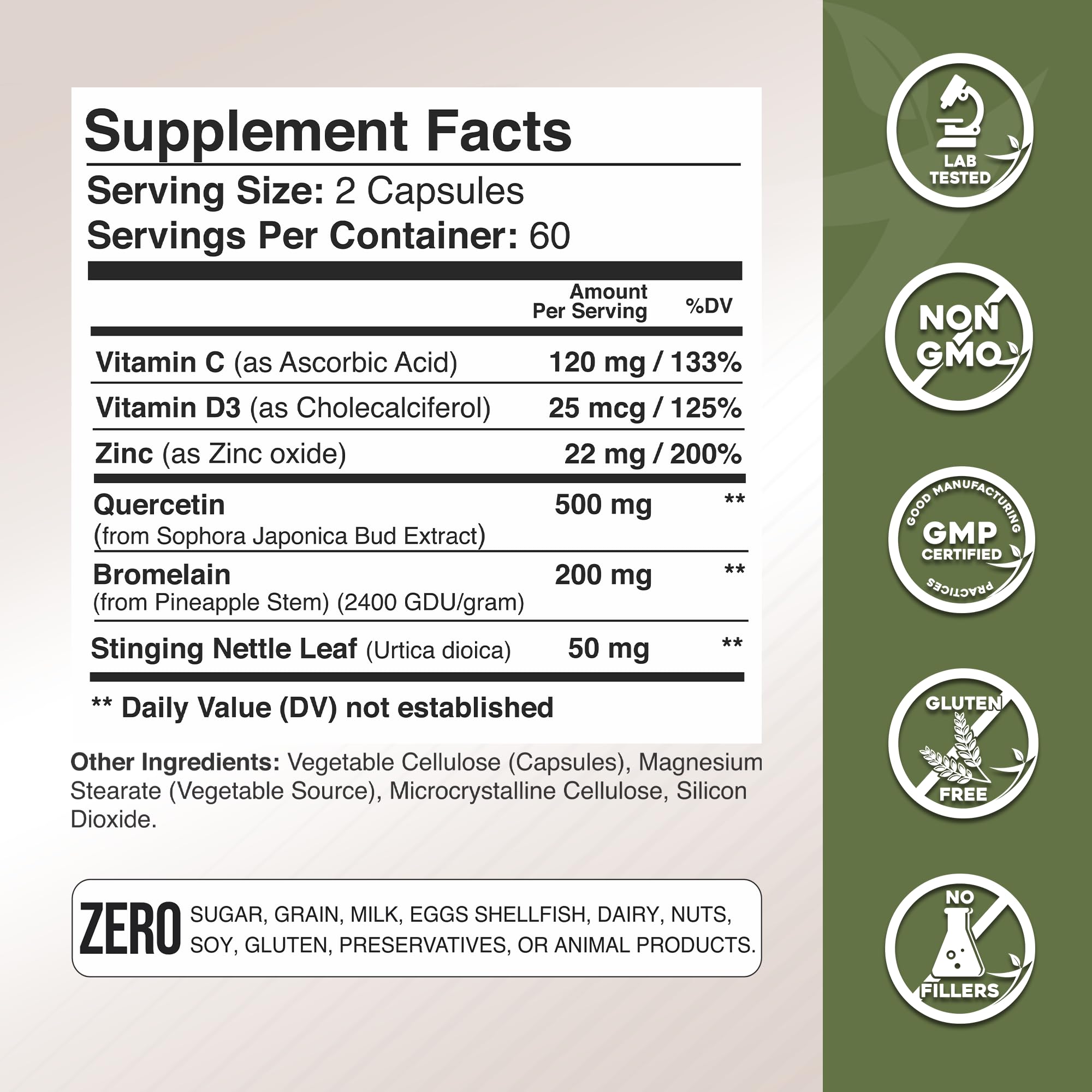 GADE NUTRITION Quercetin bromelain detail emphasizing enzyme blend