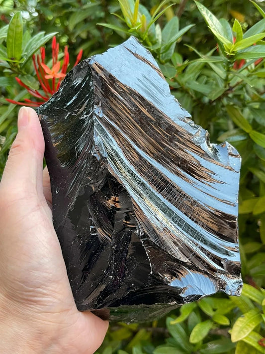 GAF TREASURES extra-large black obsidian rough stone for bold display and energy focus.