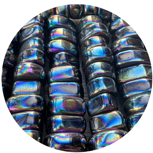 GAF Treasures Rainbow Magnetic Hematite stones with iridescent coating for calming meditation energy