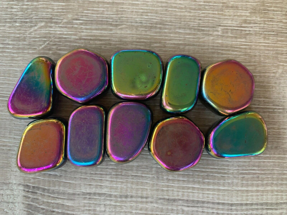 GAF Treasures rainbow hematite stones with iridescent hues for visual appeal and focus