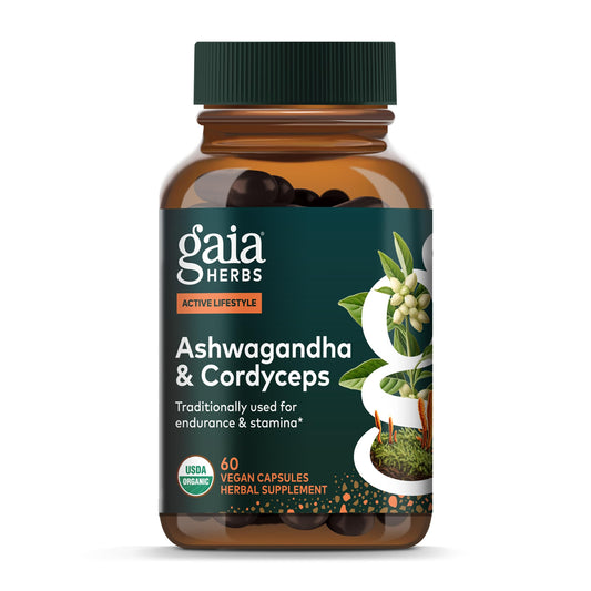Gaia Herbs Adaptogen Performance bottle front highlights energy support for daily endurance