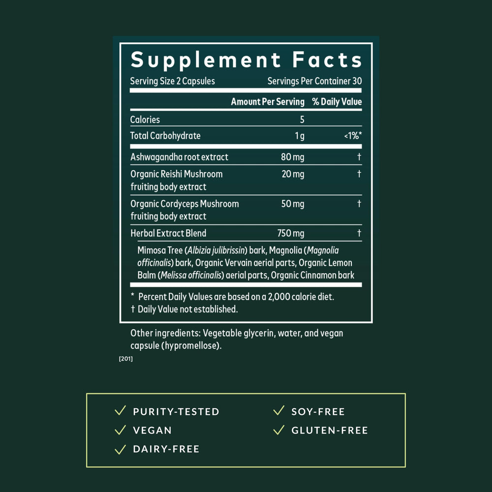 Gaia Herbs Adrenal Health Nightly Restore capsules being poured for serving