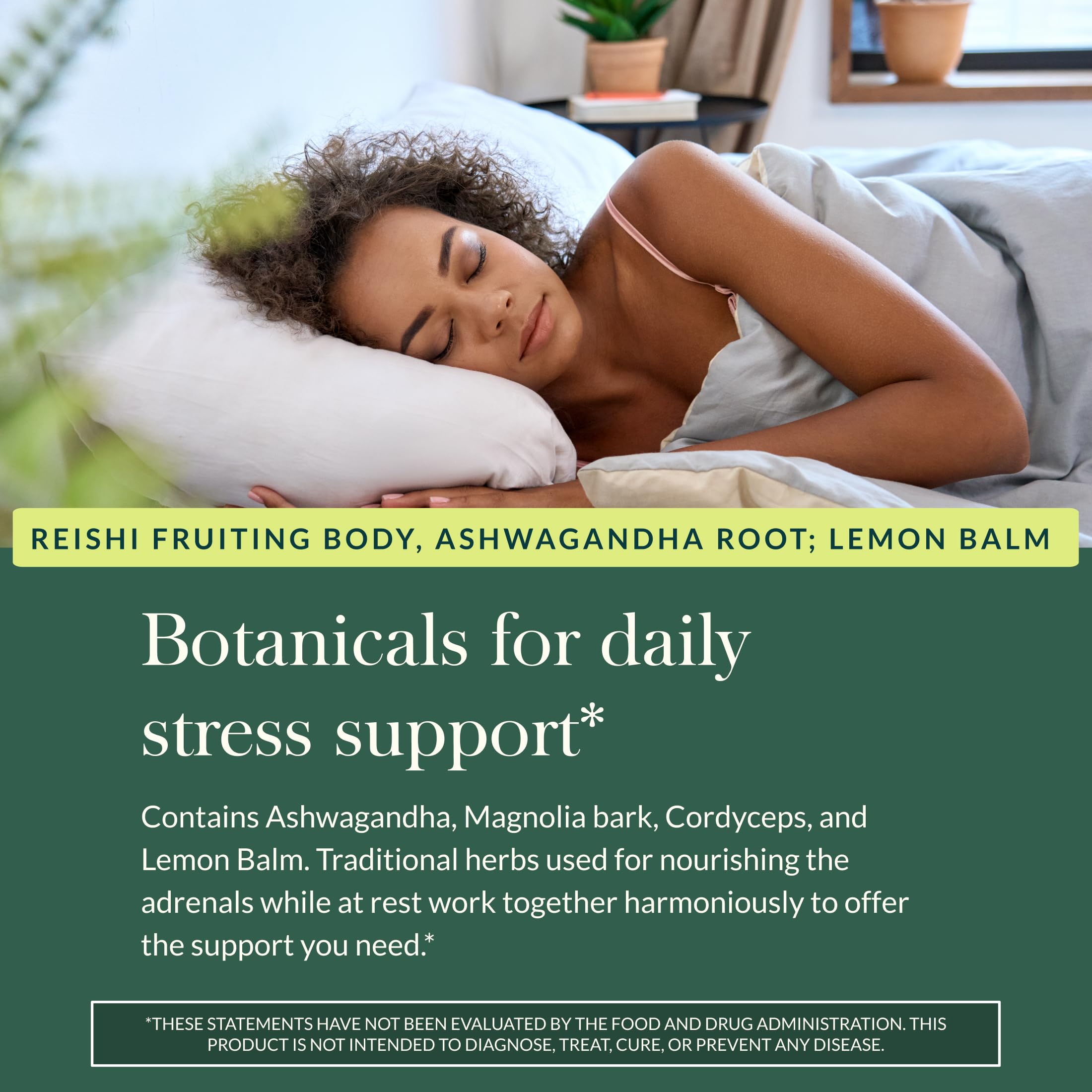 Gaia Herbs Adrenal Health Nightly Restore bottle on shelf signals trusted quality.