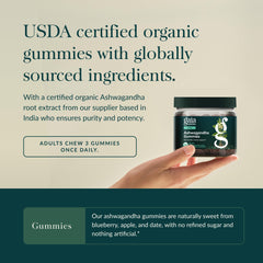 Gaia Herbs Ashwagandha Gummies with blueberry and apple flavors