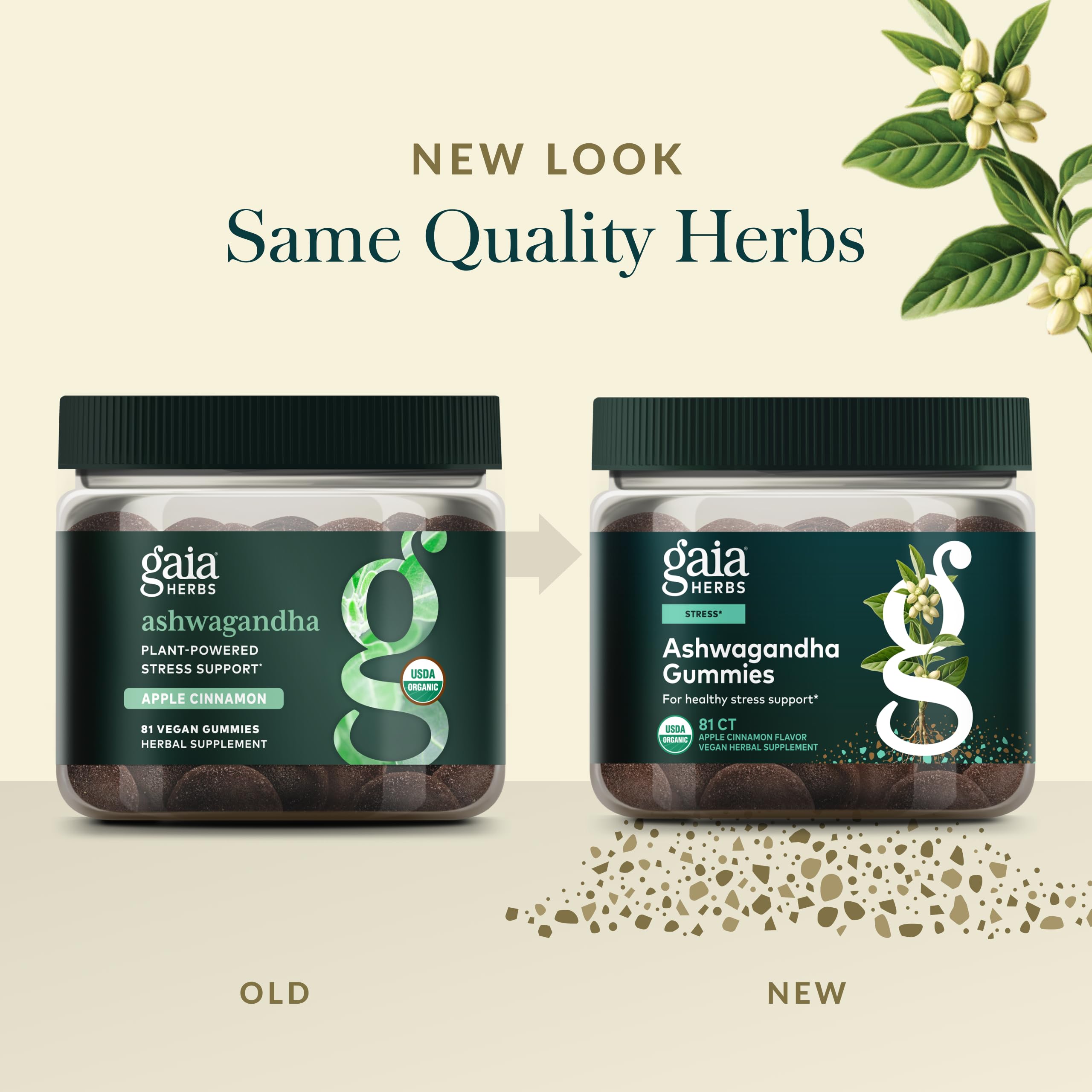 Gaia Herbs Ashwagandha Gummies gluten-free vegan badge