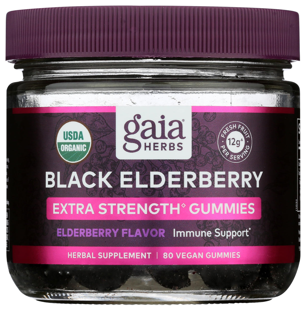 Gaia Herbs Black Elderberry Gummies bottle for daily wellness support