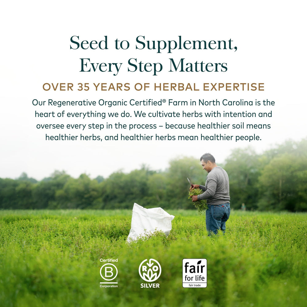 Gaia Herbs brand story photo emphasizing decades of herbal expertise