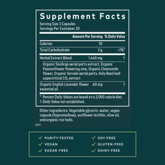 Gaia Herbs Calm A.S.A.P. label close-up highlighting ingredients
