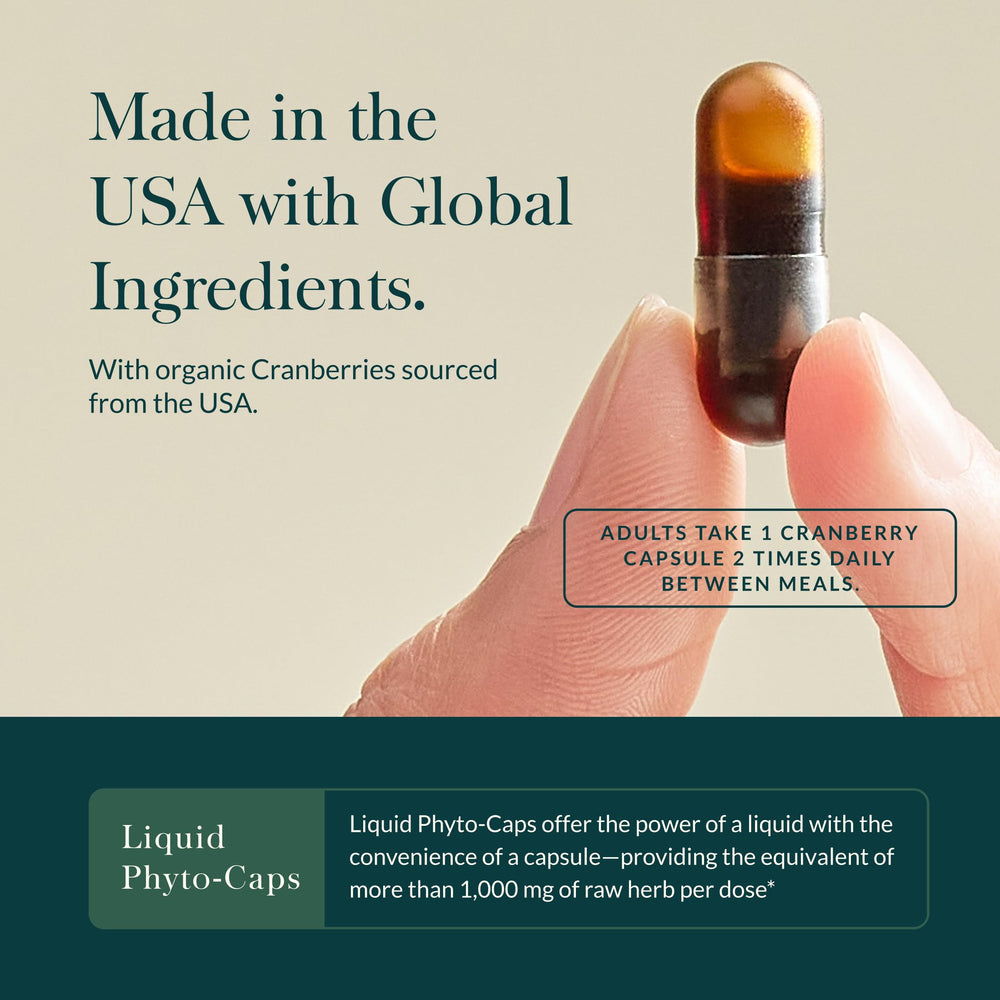 Gaia Herbs Cranberry Concentrate label details showing organic fruit juice concentrate
