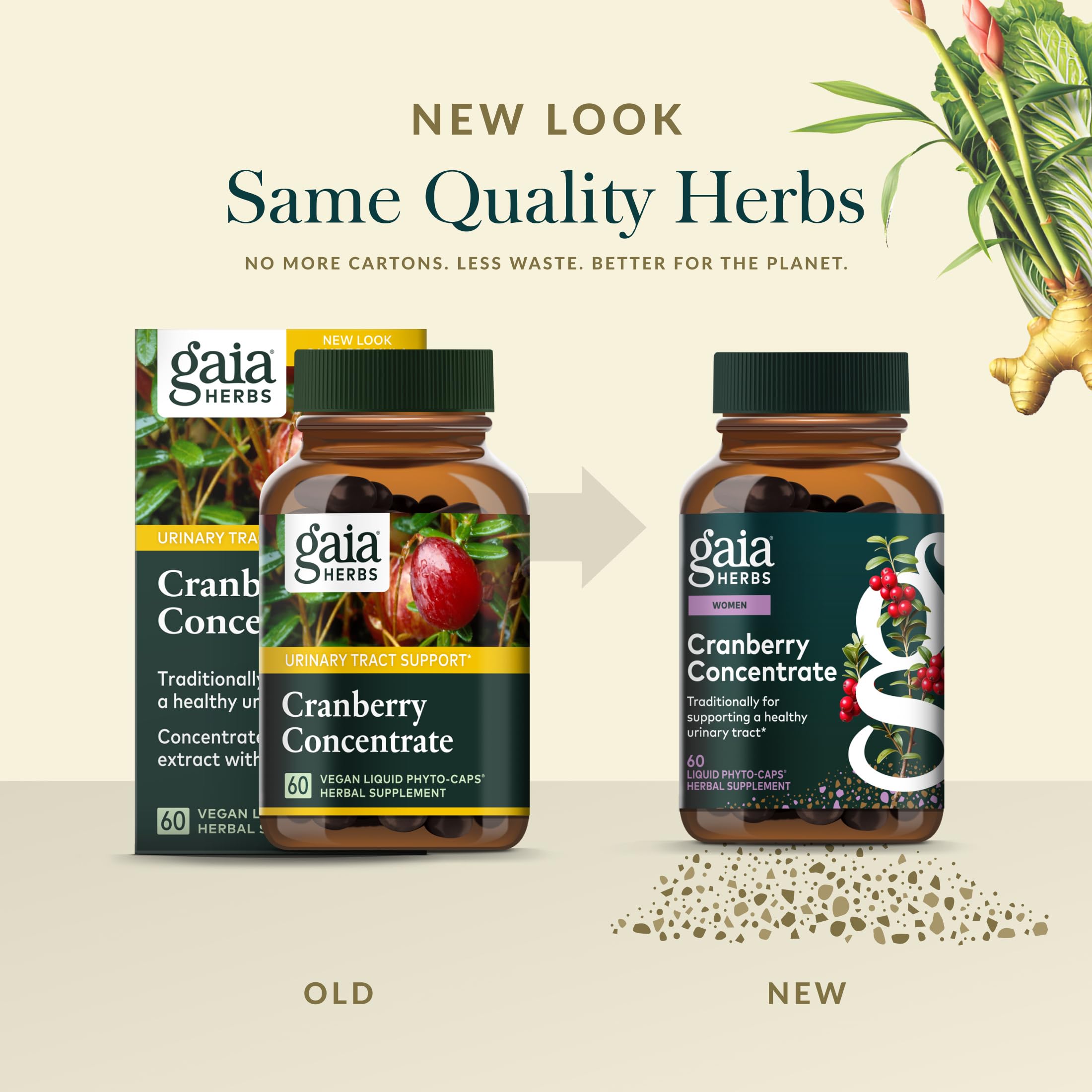 Gaia Herbs Cranberry Concentrate packaging box reflecting Gaia quality commitment