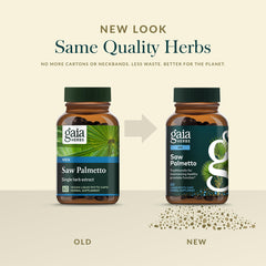 Dispensing cap illustrating easy daily dosing on Gaia Herbs Saw Palmetto