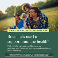 Gaia Herbs Echinacea Goldenseal ingredients panel lists echinacea and goldenseal root.