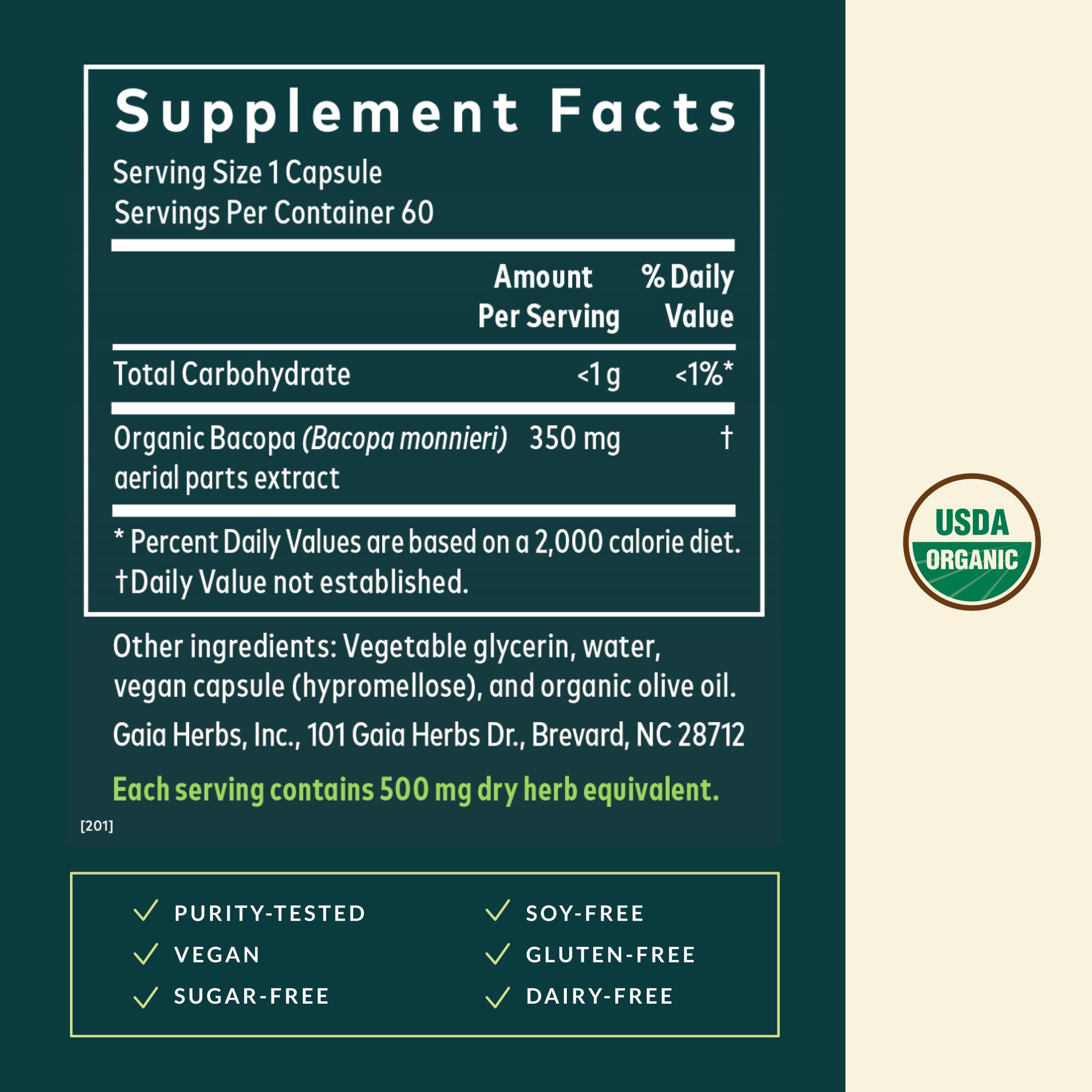 Gaia Herbs Black Elderberry capsules close-up, plant-based wellness option.