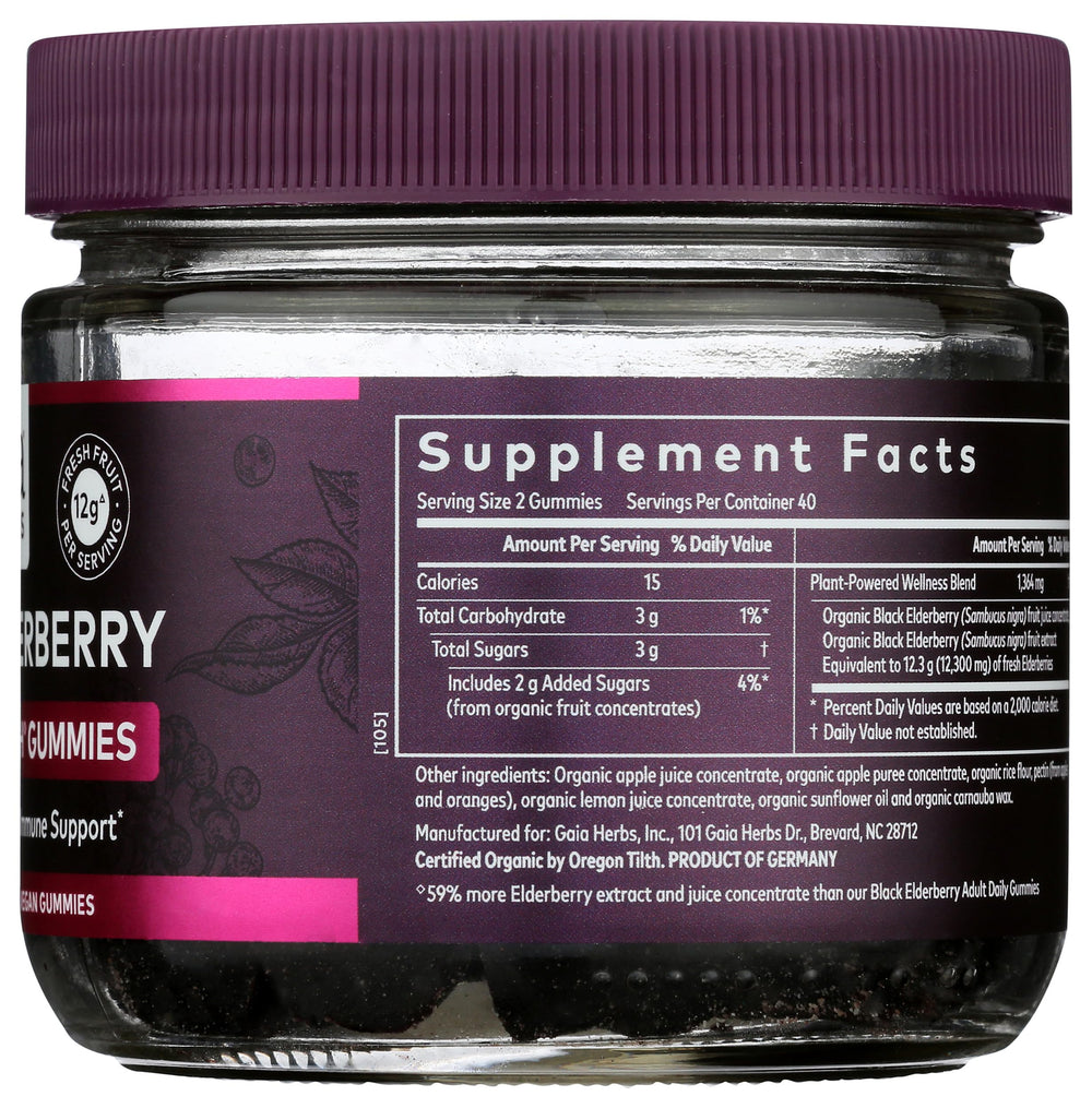 Gaia Herbs elderberry gummies with natural fruit sweeteners support tasty daily routines