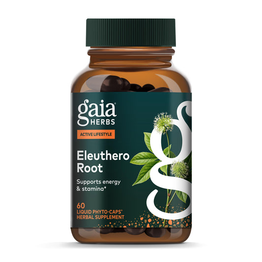 Gaia Herbs Eleuthero Root bottle with capsules for energy support
