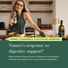 Gaia Herbs fennel seeds closeup emphasizes digestive comfort in the blend.