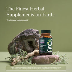 Gaia Herbs Fenugreek Seed capsules jar for daily lactation use.