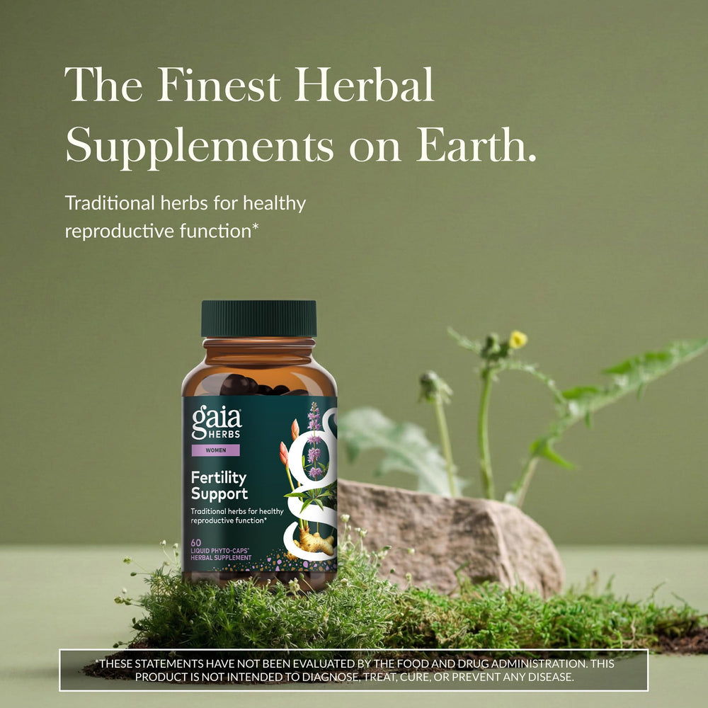 Gaia Herbs Fertility Support capsules close-up for daily hormone balance