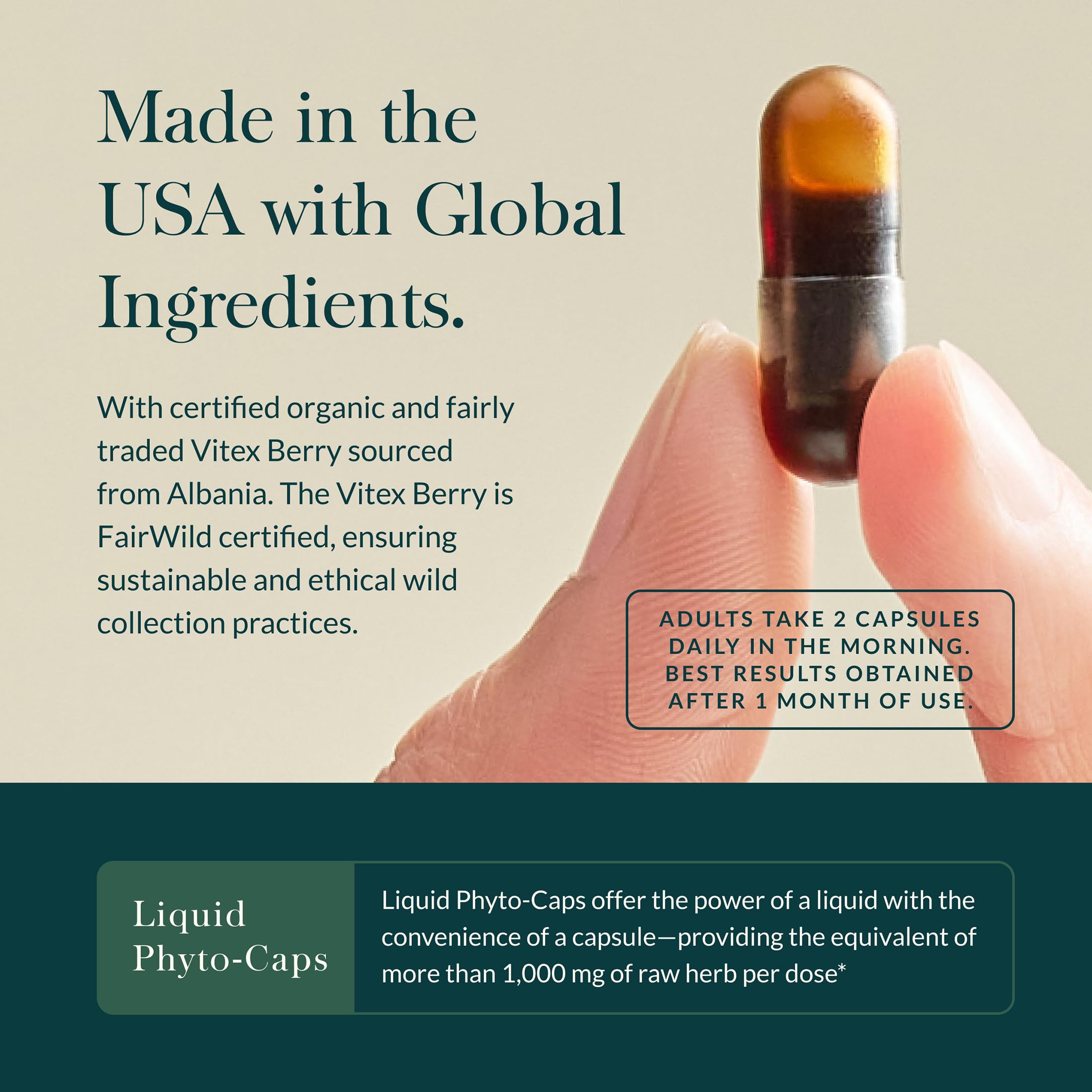 Gaia Herbs Fertility Support label detail emphasizing serving size