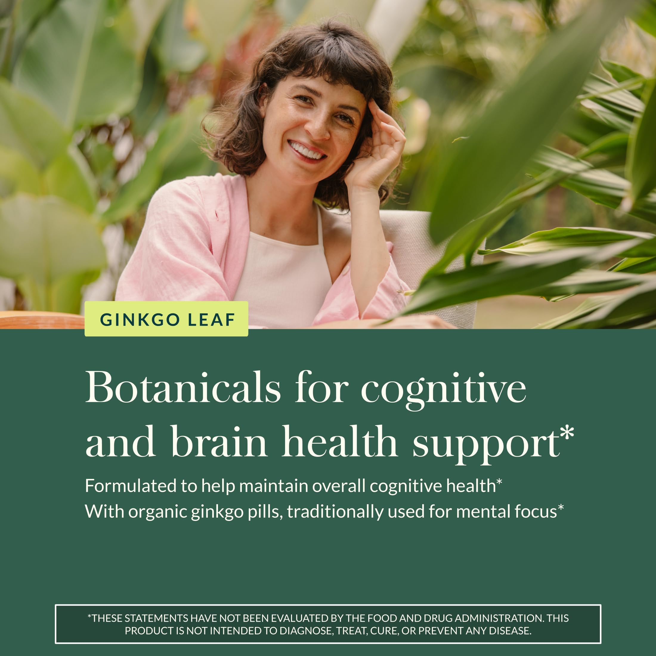 Gaia Herbs Ginkgo Leaf bottle pour showing easy-to-take capsules for daily routines