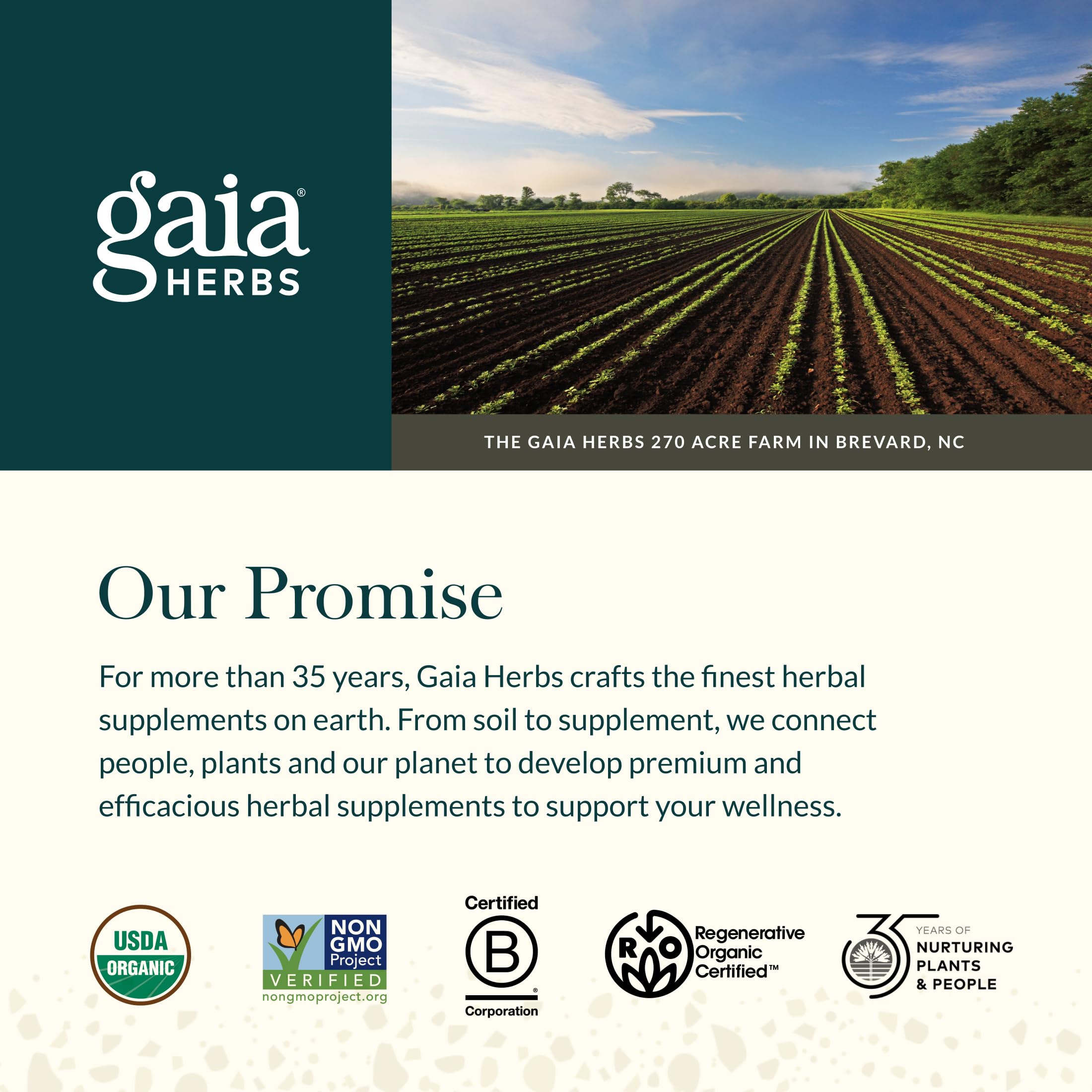 Gaia Herbs Ginkgo Leaf lab-testing badge signaling ISO-accredited purity checks