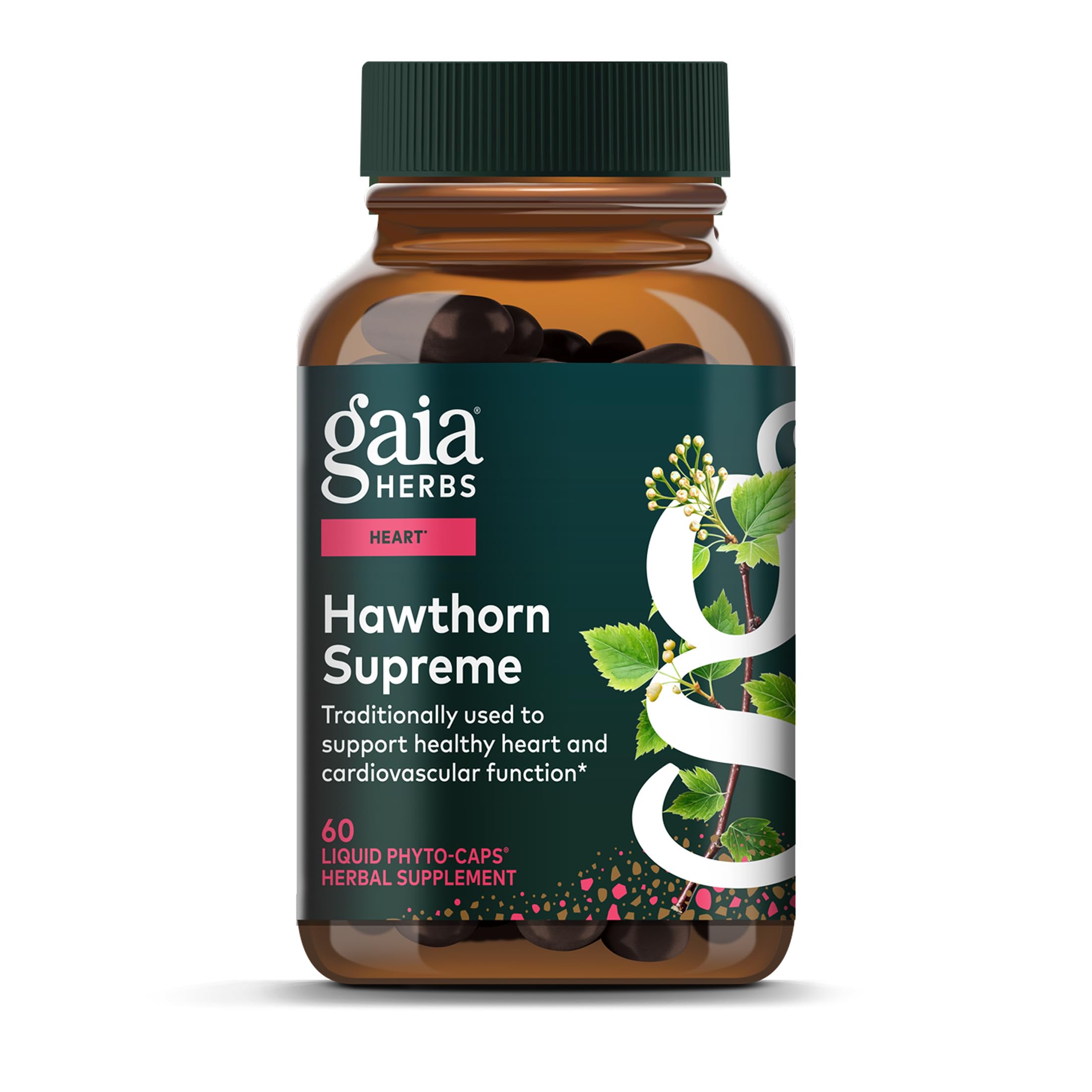 Gaia Herbs Hawthorn Supreme bottle for convenient daily heart support.