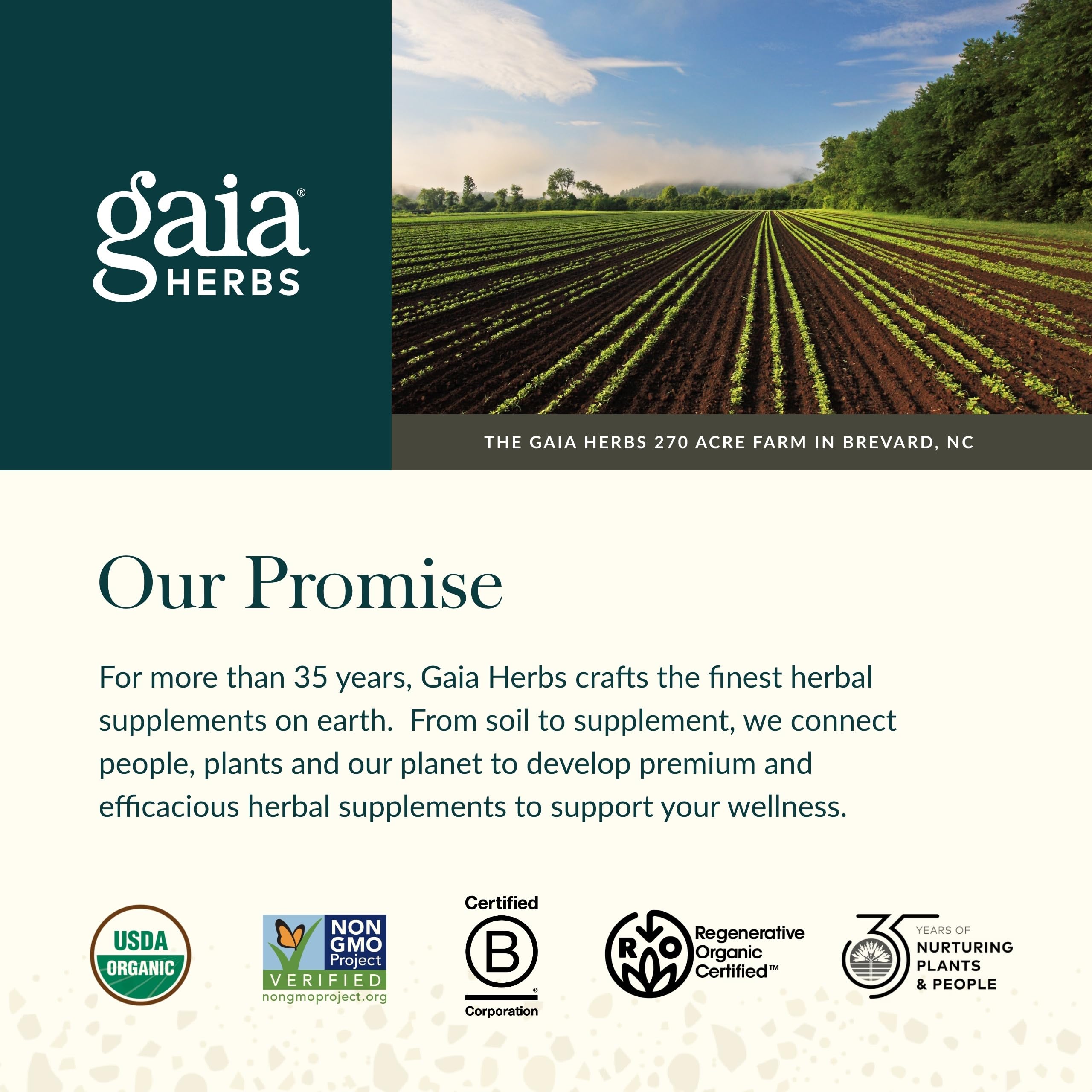 Gaia Herbs Infinity Glow label and packaging on a clean surface.