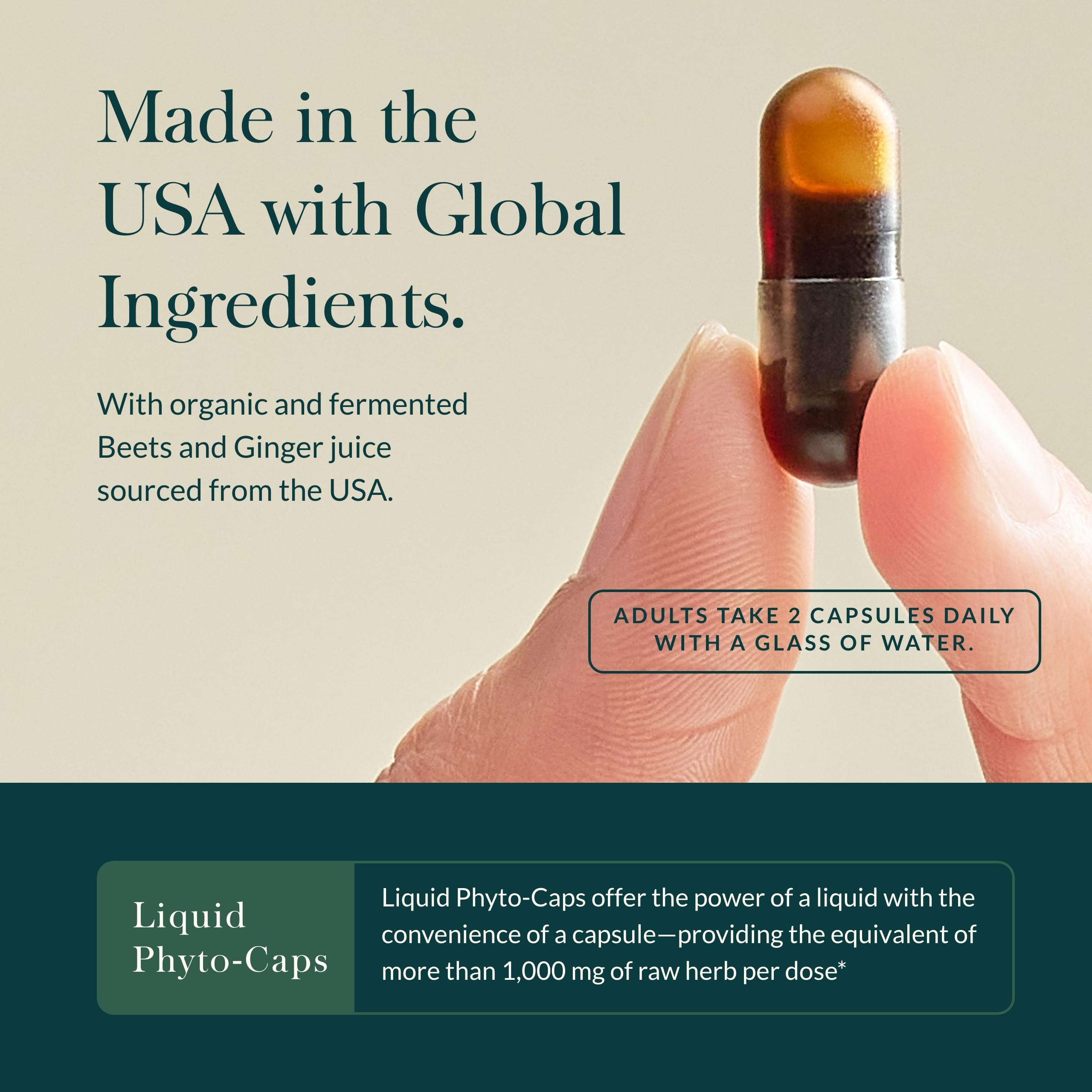 Gaia Herbs label detail showing organic ingredients for trusted quality.