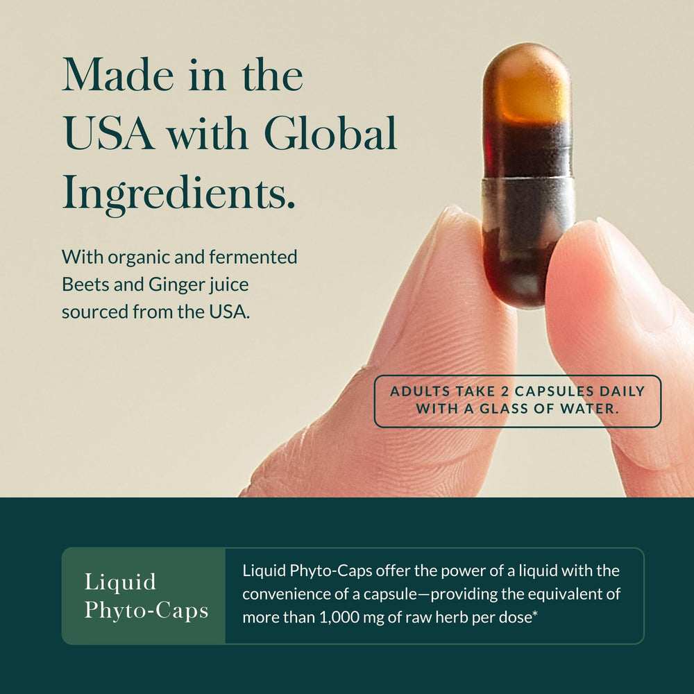 Gaia Herbs label detail showing organic ingredients for trusted quality.