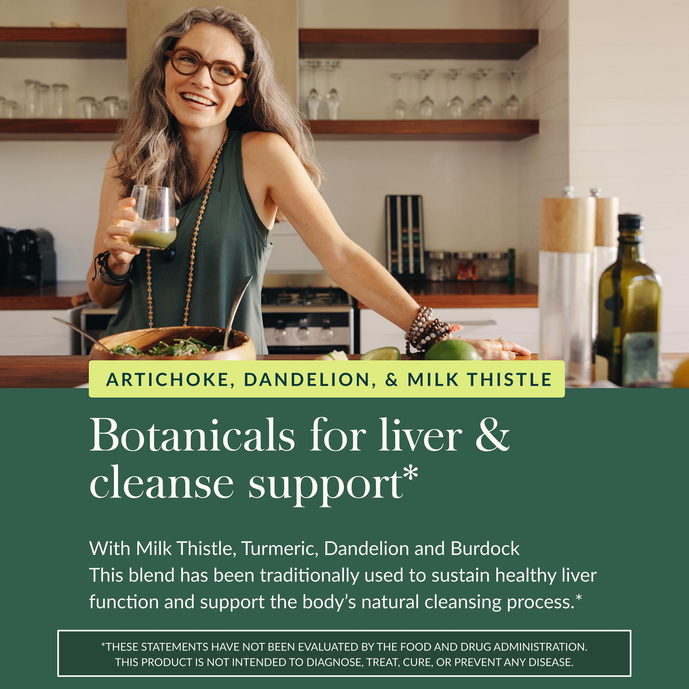 Gaia Herbs Liver Cleanse bottle pour demonstrates easy daily dosage
