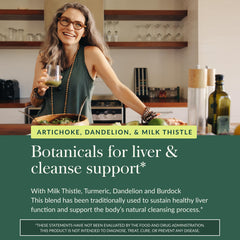 Gaia Herbs Liver Cleanse bottle pour demonstrates easy daily dosage