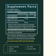 Gaia Herbs Liver Health label view shows ingredient transparency