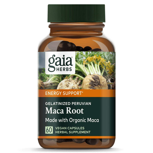 Gaia Herbs Maca Root 60 caps bottle supports energy and mood balance