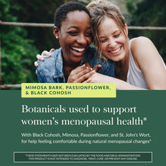 Gaia Herbs Menopause Nighttime dosage cup emphasizes easy, gluten-free capsules