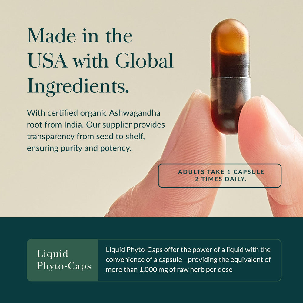 Gaia Herbs Organic Ashwagandha Root from India supports sustainable sourcing and integrity.