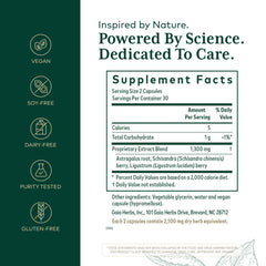 GaIa Herbs PRO label close-up highlighting organic ingredients and potency