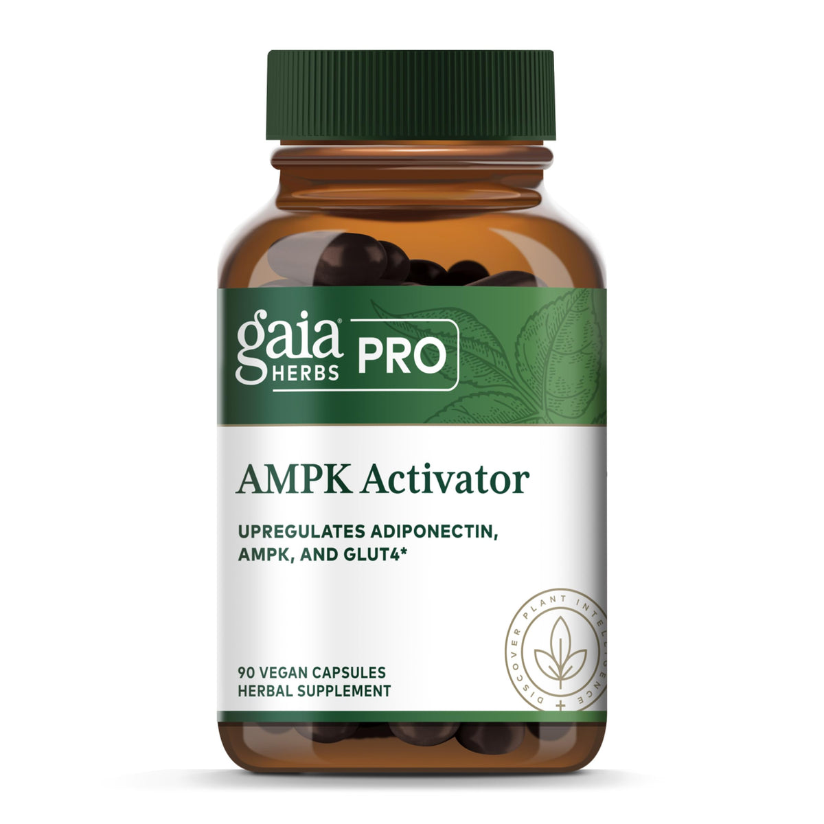 Gaai Herbs PRO AMPK Activator bottle showing capsules for caffeine-free energy support.