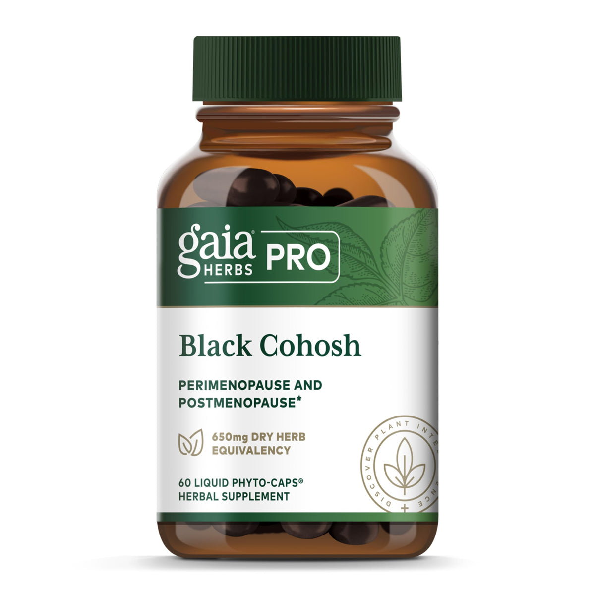 GAIA HERBS PRO Black Cohosh Pro bottle for vegan menopause support.