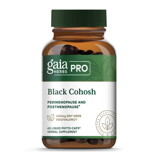 GAIA HERBS PRO Black Cohosh Pro bottle for vegan menopause support.