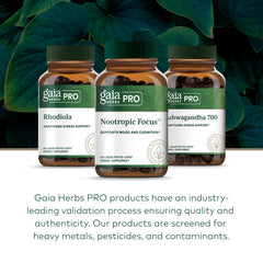 GAIA HERBS PRO bottle cap open showing ready-to-take capsules.