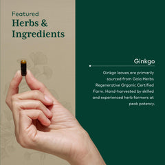 GAIA Herbs Pro bottle label shows certified organic extract for purity.
