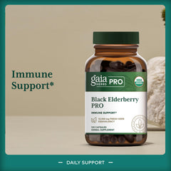 Close-up of Gaia Herbs PRO capsules for convenient daily immune support.