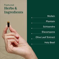 Gaia Herbs PRO capsules image suggests premium ingredients and lung-support blend.