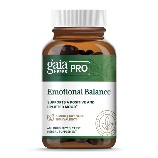 Gaia Herbs PRO Emotional Balance bottle for daily stress support.