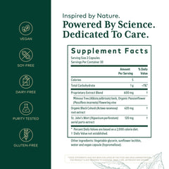 Gaia Herbs PRO PM capsules close-up highlighting vegan, soy-free ingredients.