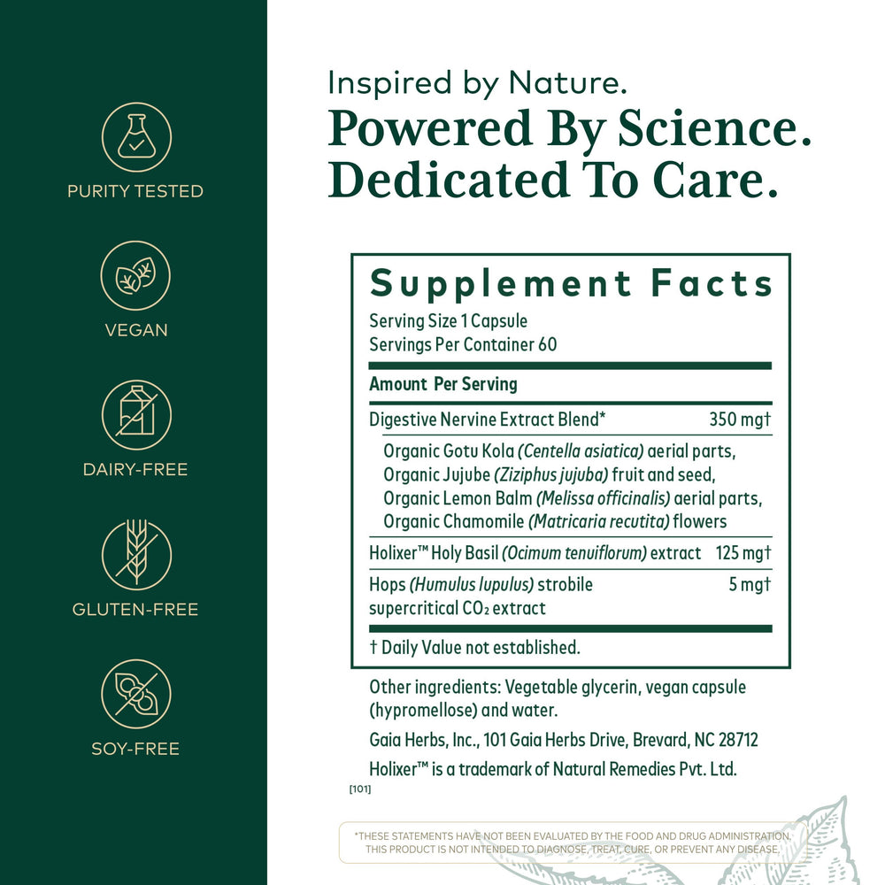 Gaia Herbs PRO GI Stress capsules closeup for convenient daily digestion support