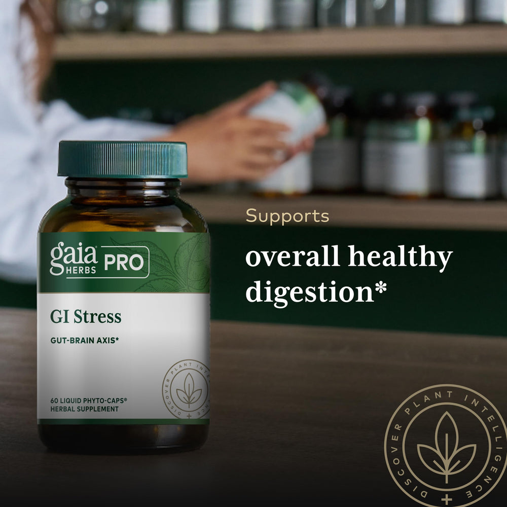 Gaia Herbs PRO GI Stress gotu kola and jujube blend closeup